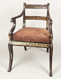 English Regency Gilt & Stenciled Arm Chair