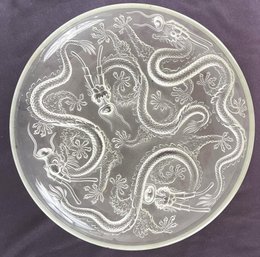 Verlys Crystal Round Dragon Platter