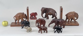 Group Elephant Carvings & Bookends