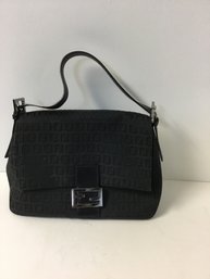 Italian Fendi Black Canvas Handbag