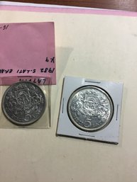 1931 And 1932 Latvia Peci 5 Coins