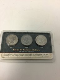 3 Uncirculated Susan B Anthony Dollars