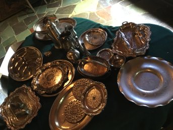 Large Lot Of Silver Plate And Pewter