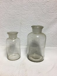 Vintage 10 And 13 Inch Rall Glass Jars With Glass Stoppers