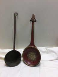 Decorative Wood And Tin Ladle