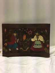 Vintage Folk Art On Wood 20x14.5