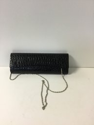 Black Clutch Bag With Shoulder Chain