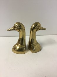 Approximately 6 Inch Tall Brass Duck Bookends