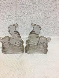 9x7 Vintage Glass Horse Book Ends