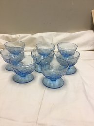 Lot Of 8 Blue Glass Sherbet Dishes