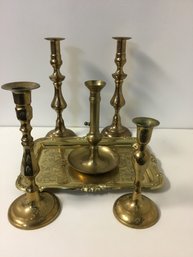 Candlestick Holder And Tray Lot