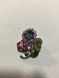 Rhinestone Flower Accent Pin By Avon In Box