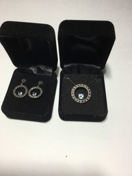 Sparkling Blue Topaz Pendant And Earrings  Set