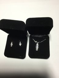 Stunning Cubic Zirconia Pendant And Earring Set