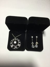 Dazzling Pendant And Earring Set