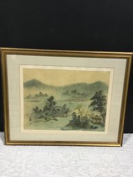 Wonderful Vintage Asian Print 24x19 Overall