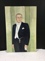 Large Portrait Signed J Cirulis Oil On Canvas 29x43