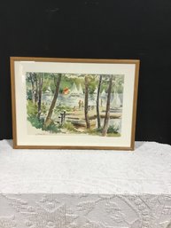 Beautifully Framed And Signed J Radamacher Watercolor 27x20 Overall