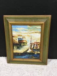 Waterfront Scene On Canvas 13x15 Overall