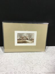 Framed Barns And Trees Signed By Artist 20x13.5 Overall