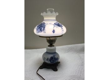 19 Inch Tall Beautiful Blue Rose Lamp